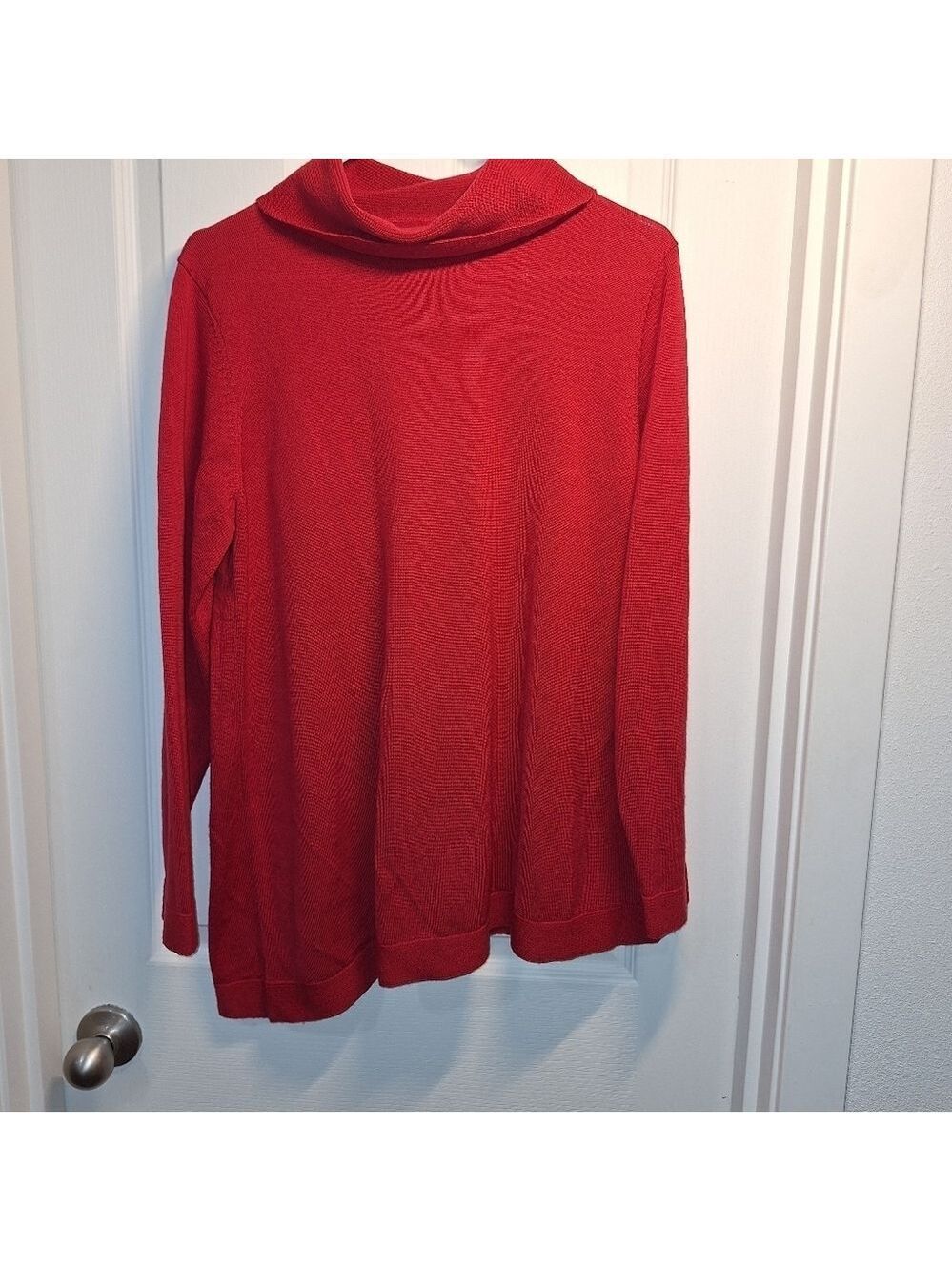 Norm Thompson Red Merino Wool Cowl Neck Sweater Medium